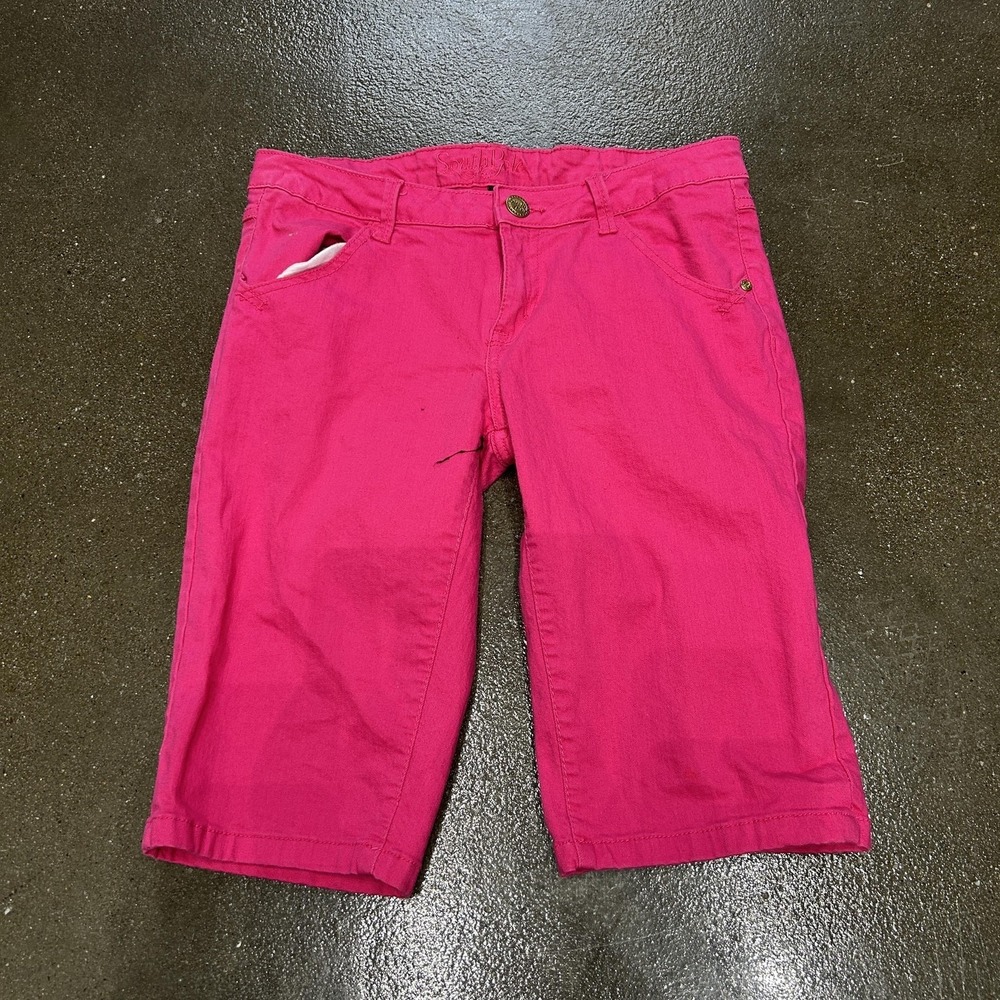South Pole Bermuda Shorts 9 Pink Embroidered Back Pockets Casual
